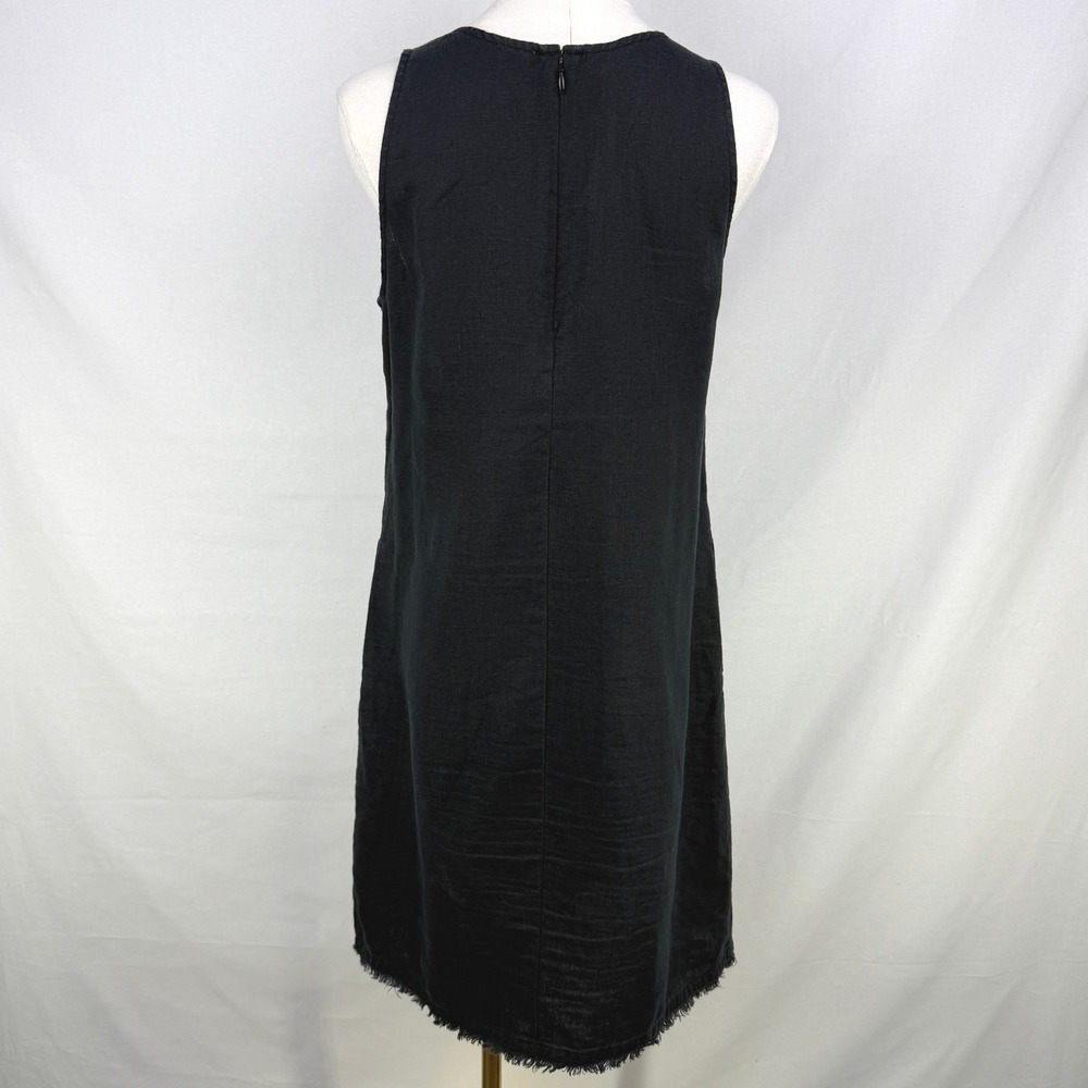 Garnet‎ Hill Linen Fringe Hem Sleeveless Dress Coastal Minimalist Quiet Luxury 2 - Picture 4 of 8